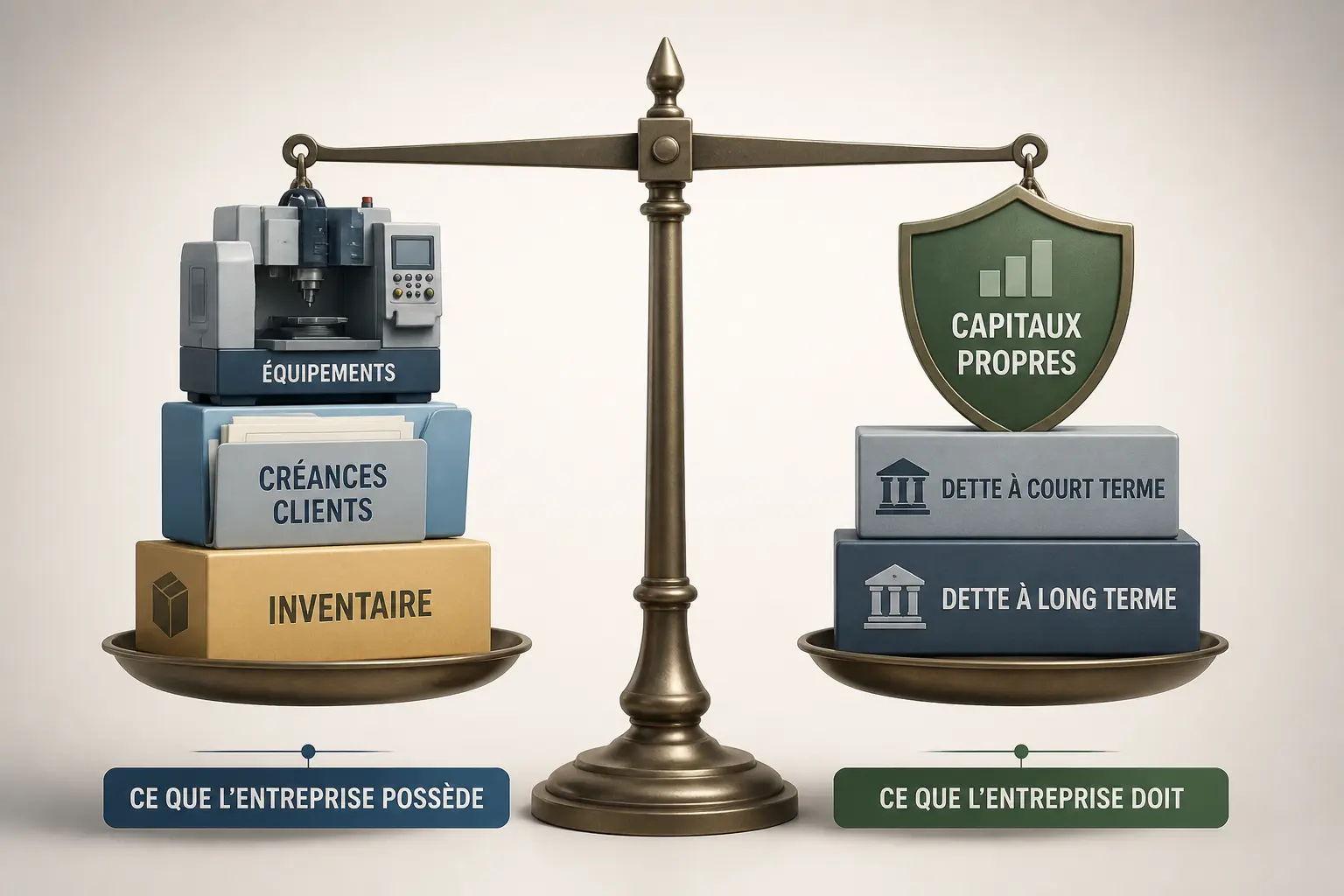 Bilan et compte de résultat : balance équilibrée entre actifs, capitaux propres et dettes